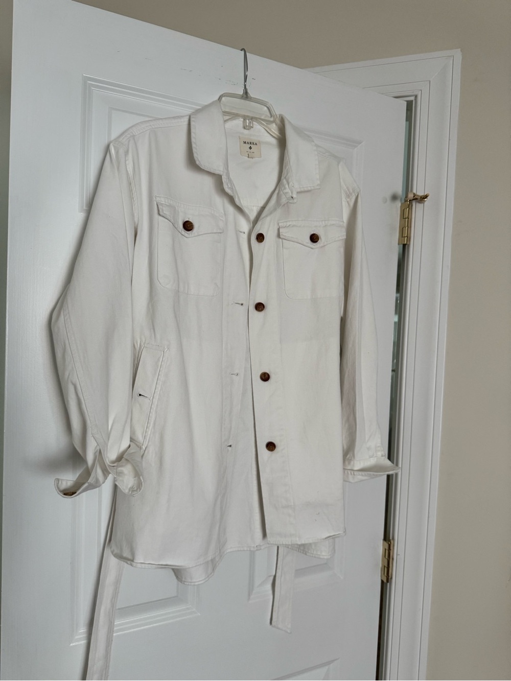 Marea White Denim Utility Shirt Jacket